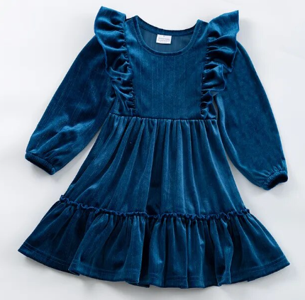 Cornflower Blue Velvet Twirl Dress – Kids Bowtique Shop