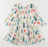 Cream Holiday Trees Twirl Dress