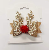 Red or Gold Reindeer Glitter Hairbows