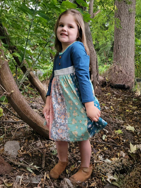Cobalt Blue Floral Print Panel Dress Kids Bowtique Shop Cobalt Blue Floral Print Panel Dress Kids Bowtique Shop