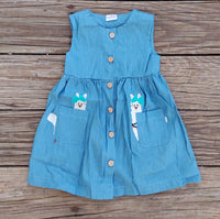 Chambray Sleeveless Llama in the Pocket Dress