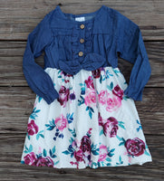 Chambray and White Floral Spring Dress