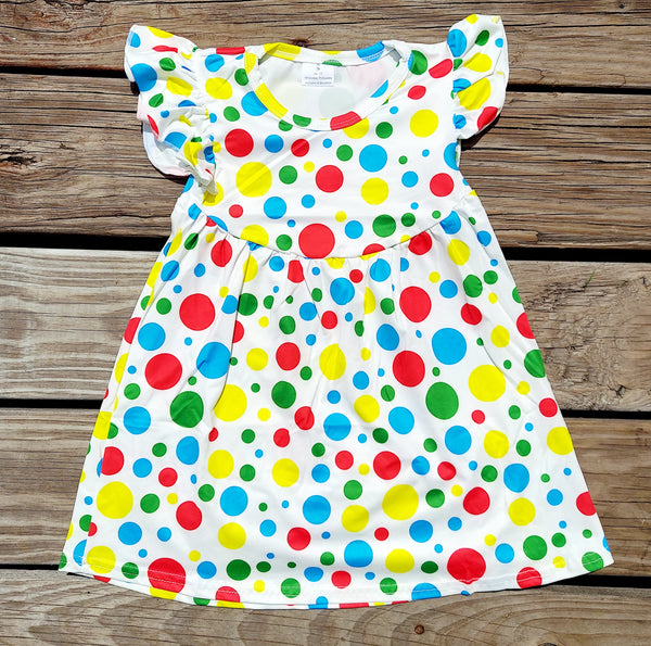 Birthday Polka Dot Short Sleeve Pearl Dress - 12/18M left!