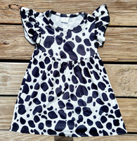 Cow Print Short Sleeve Pearl Dress - Size 12/18M left!