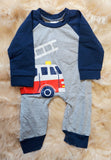 Gray and Navy Fire Engine Romper