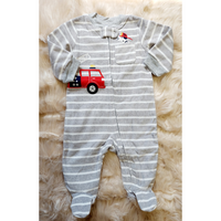 Fleece Fire Truck Zip Romper