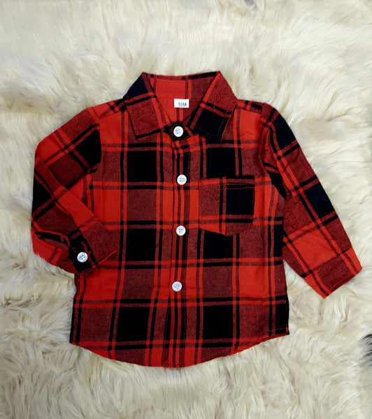 Red & Black Buffalo Plaid Button Down Shirt