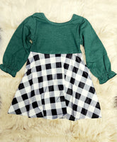 Hunter Green Buffalo Plaid Skirted Dress - Size 3T left!