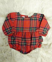 Red & Green Plaid Ruffle Infant Romper