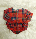 Red & Green Plaid Ruffle Infant Romper