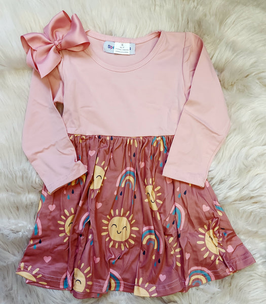 Pink Blush Suns & Rainbows Twirl Dress