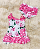 Bright Pink & White Floral  Swing Top with Bloomers Set