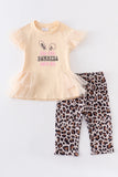Cream Some Bunny Loves Me Tutu Top with Leopard Capris