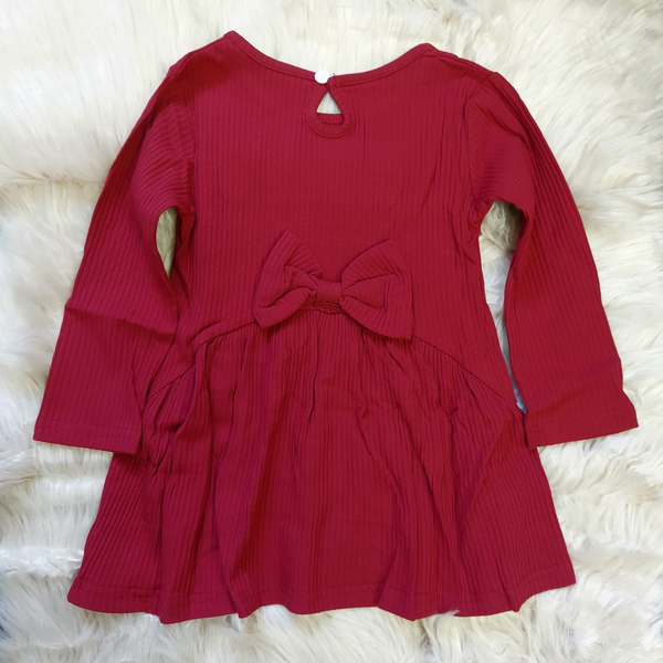 Burgundy Ribbed High Low Bow Back Tunic Tee