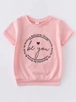 Light Pink Be You Girls Cotton Short Sleeve Tee