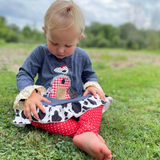 Navy Happy Farm Tunic with Red Polka Dot Pants - Sizes 18M and 2T Left!