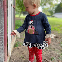 Navy Happy Farm Tunic with Red Polka Dot Pants - Sizes 18M and 2T Left!