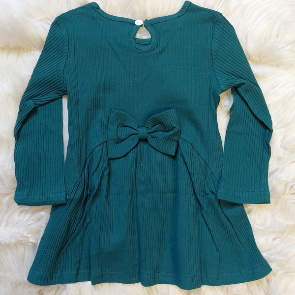 Hunter Green Ribbed High Low Bow Back Tunic Tee