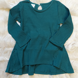 Hunter Green Ribbed High Low Bow Back Tunic Tee