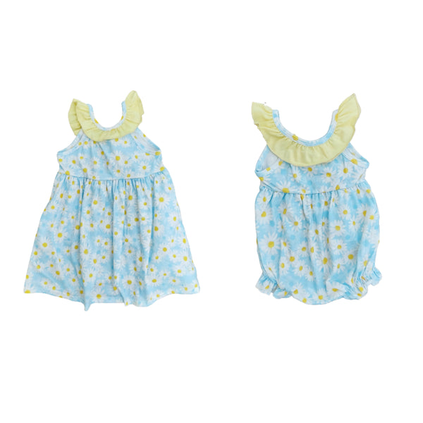 Blue & Yellow Daisy Sundress or Romper