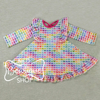 Rainbow Hearts Ruffle Dress