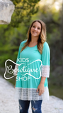 Women's Mint & Lace Ombre Top