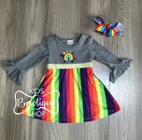 Rainbow Dino Family Collection - Girls Dress