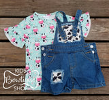 Denim Shortall with Mint Tee
