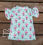 Denim Shortall with Mint Tee