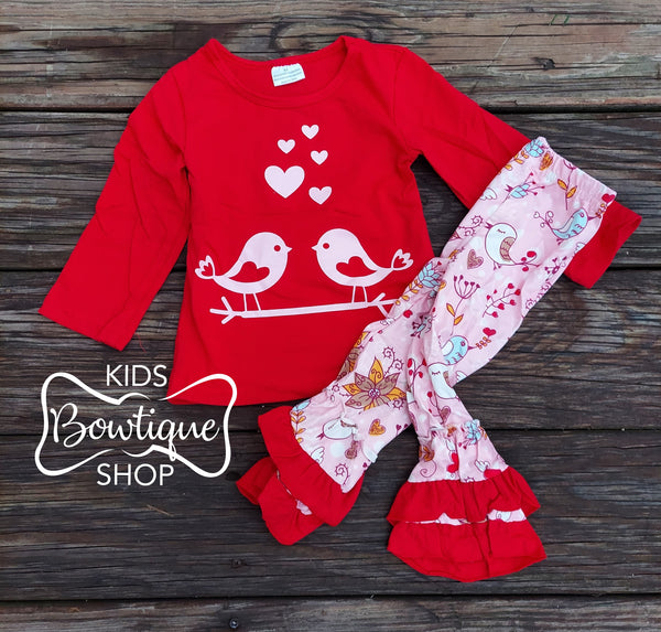 Love Birds Ruffle Pant Set