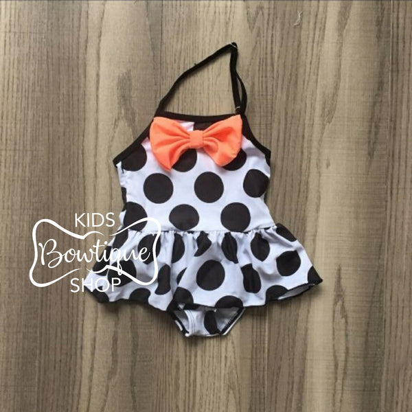 Black & White Polka Dot with Bow Bathing Suit