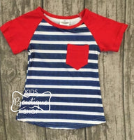 Red White and Blue Pocket Tee