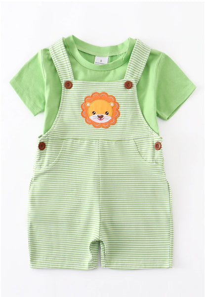 Green Stripe Lion Shortall Set