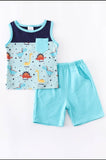 Teal Dino Tank & Short Set