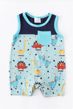 Teal Dino Tank Romper