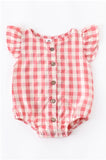 Blush Red Gingham Plaid Girl & Boy Rompers
