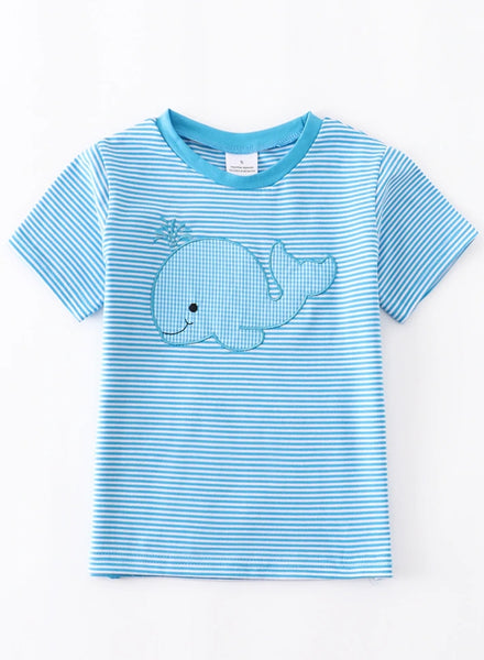 Blue Striped Whale Tee