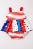 Patriotic Stars and Stripes Skirted Panel Romper