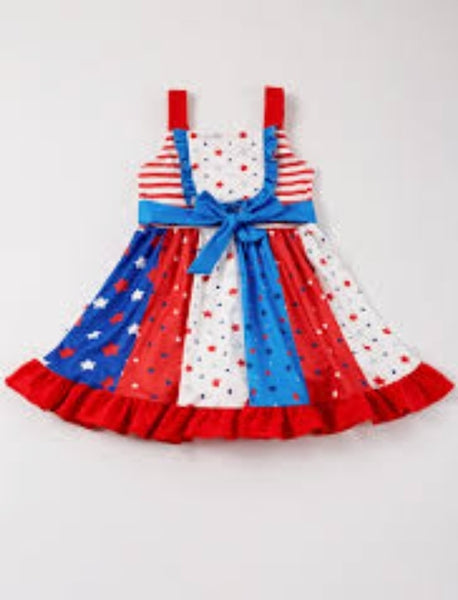 Patriotic Stars and Stripes Panel Dress