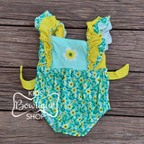 Mint Sunflower Short Set & Romper
