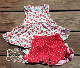 Cherries Knit Bubble Romper & Short Set