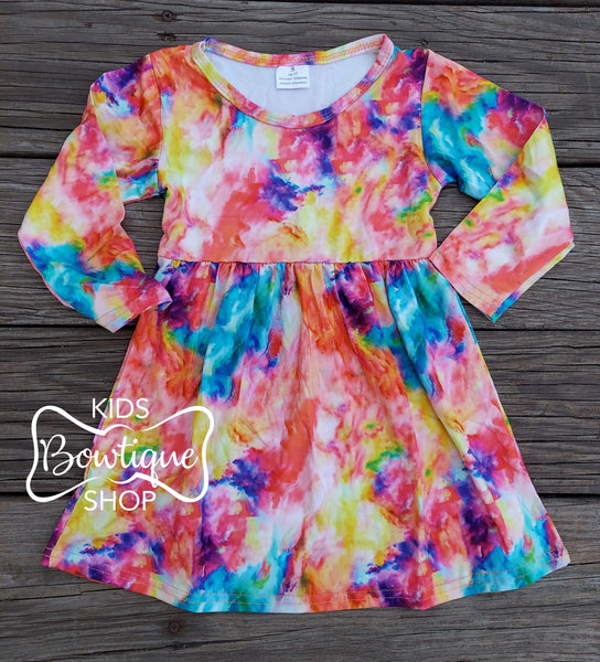 Orange Sherbert Tie Dye Pearl Dress