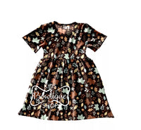 Falling Leaves Short Sleeve Pearl Dress