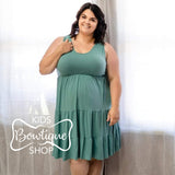 Black or Sage Tier Cotton Dress