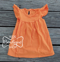 Orange Cotton Flutter Sleeve Tunic Top