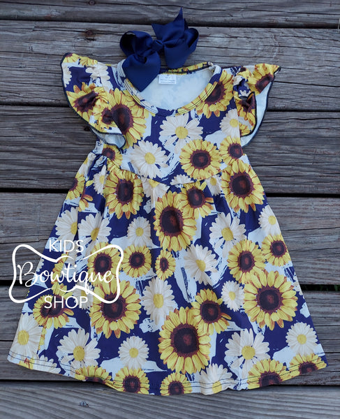 Sunflower Flutter Sleeve Pearl Dress