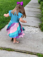 Stripe Purple and Blue Twirl Dress