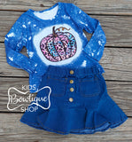 Denim Stretch Ruffle Skirt