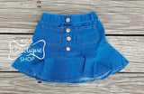 Denim Stretch Ruffle Skirt