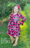 Bright Red & Black Buffalo Plaid LS Dress